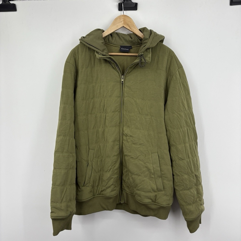 Richer Poorer Bomber Jacket Men Large Modal Quilted Hood Stretch Military Gorp